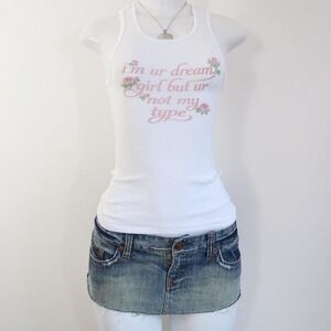 y2k dream girl slogan tank rose graphic ribbed cami